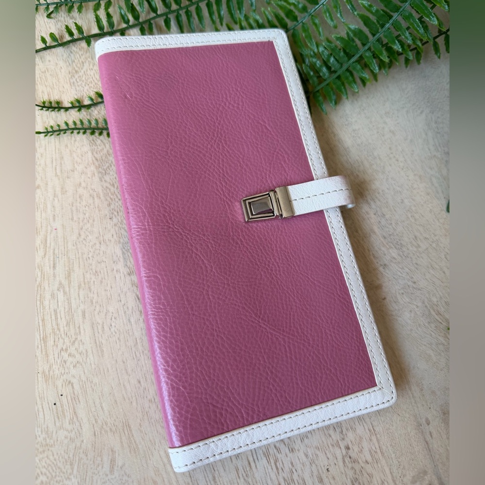 Leather Travel Wallet Pink and White Leather New Never Used